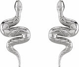 14K White Pair Snake Friction Back Earring