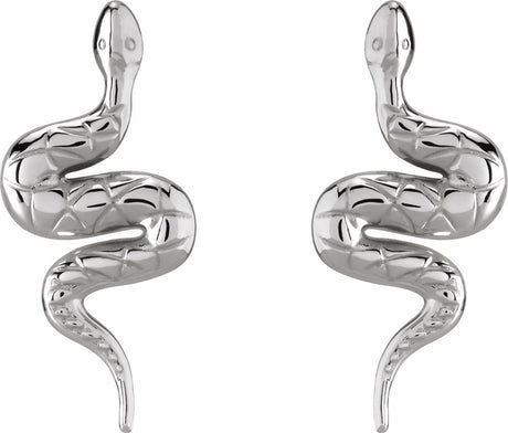 Sterling Silver Pair Snake Friction Back Earring
