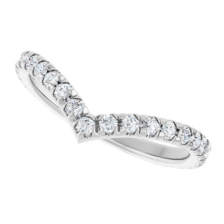 14K White Gold 3/8 CTW Natural Diamond French-Set Contour Band