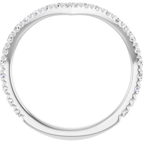 14K White Gold 3/8 CTW Natural Diamond French-Set Contour Band