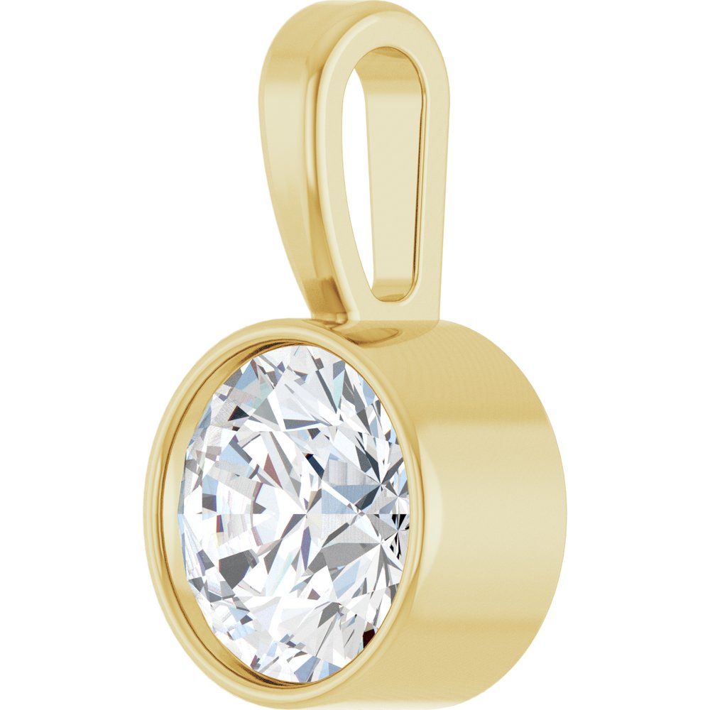 14K Yellow Gold 1/2 CT Lab-Grown Diamond Bezel-Set Solitaire Pendant