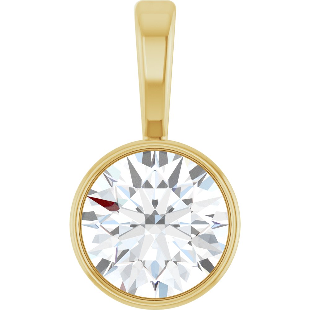14K Yellow Gold 1/2 CT Lab-Grown Diamond Bezel-Set Solitaire Pendant