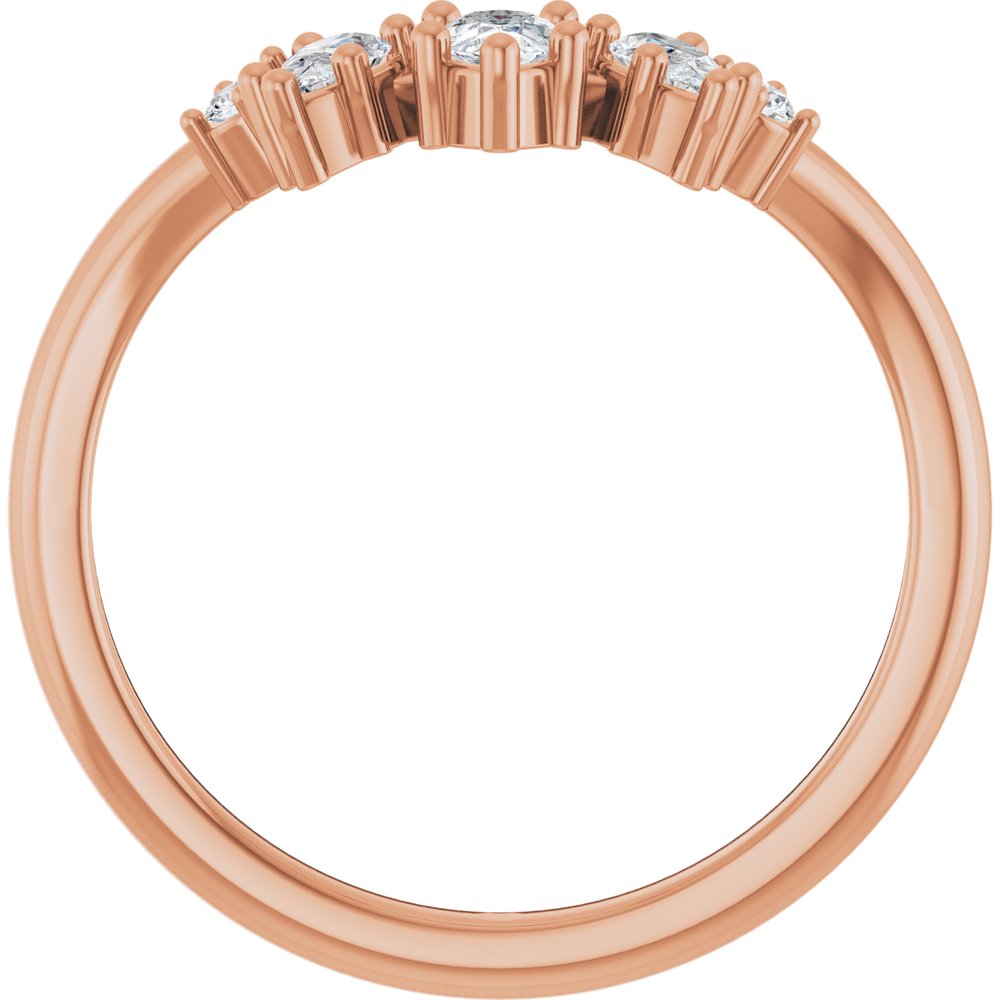 14K Rose 3/8 CTW Natural Diamond Contour Band