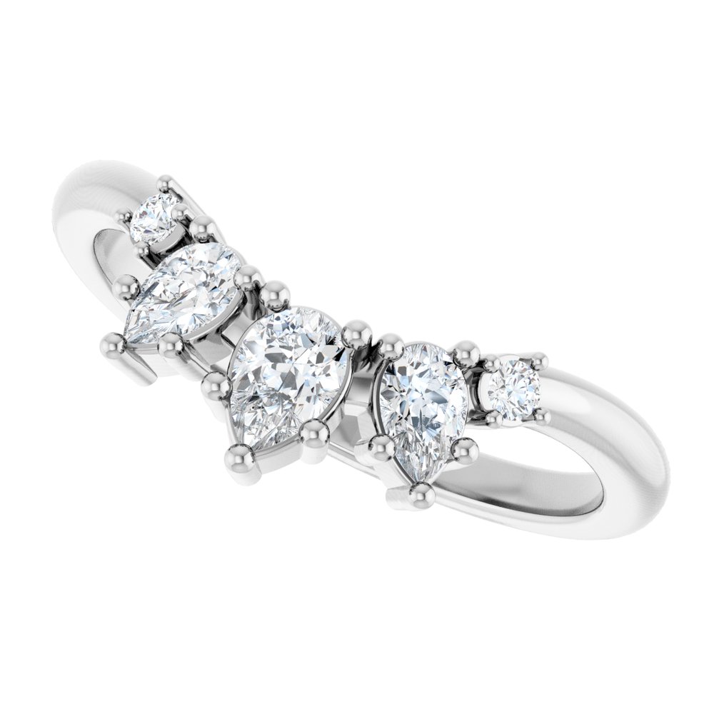 14K White Gold 3/8 CTW Natural Diamond Contour Band