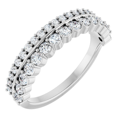 14K White 5/8 CTW Natural Diamond Double Row Anniversary Band
