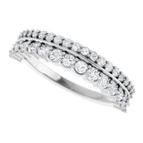 14K White 5/8 CTW Natural Diamond Double Row Anniversary Band