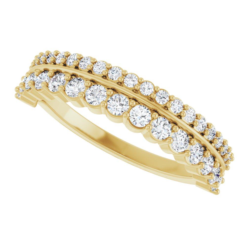14K Yellow 5/8 CTW Natural Diamond Double Row Anniversary Band