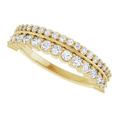 14K Yellow 5/8 CTW Natural Diamond Double Row Anniversary Band