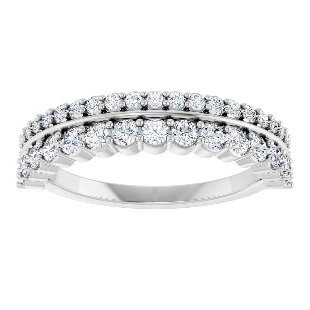 14K White 5/8 CTW Natural Diamond Double Row Anniversary Band
