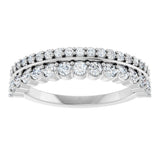 14K White 5/8 CTW Natural Diamond Double Row Anniversary Band