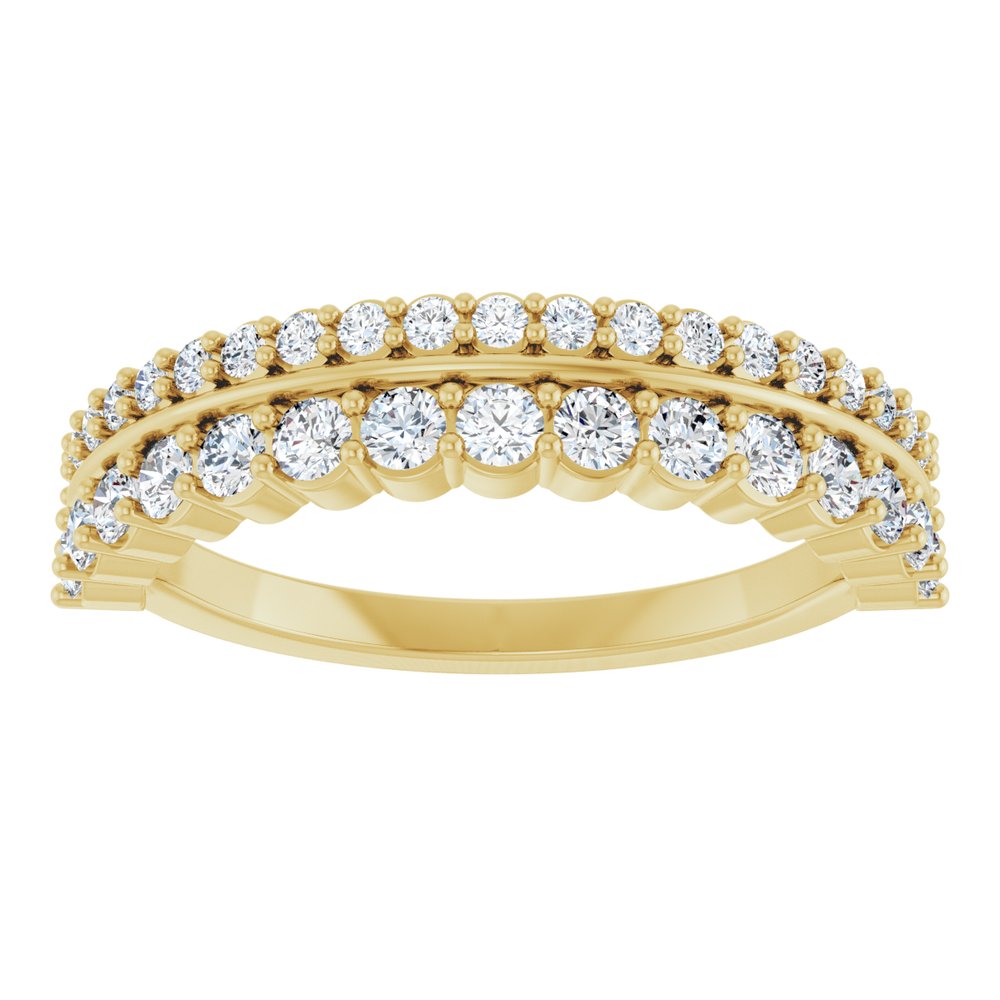 14K Yellow 5/8 CTW Natural Diamond Double Row Anniversary Band
