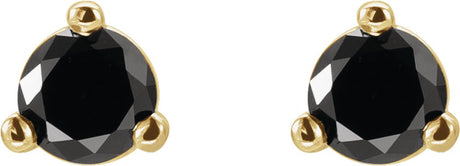 14K Yellow Gold 1/8 CTW Natural Black Diamond  Earrings 