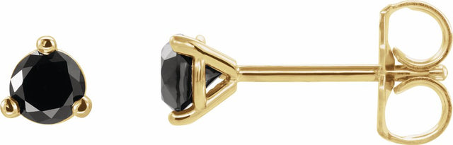 14K Yellow 1/8 CTW Natural Black Diamond  Earrings 