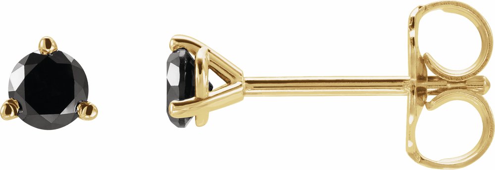 14K Yellow Gold 3/4 CTW Natural Black Diamond Earrings
