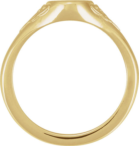 14K Yellow Engravable Oval Celtic-Inspired  Signet Ring