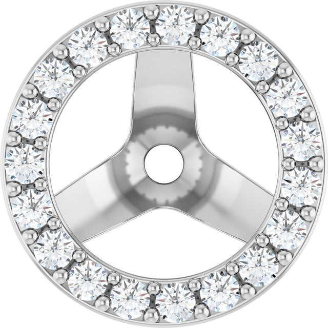 14K White Gold 1/4 CTW Natural Diamond Halo-Style Earring Jackets
