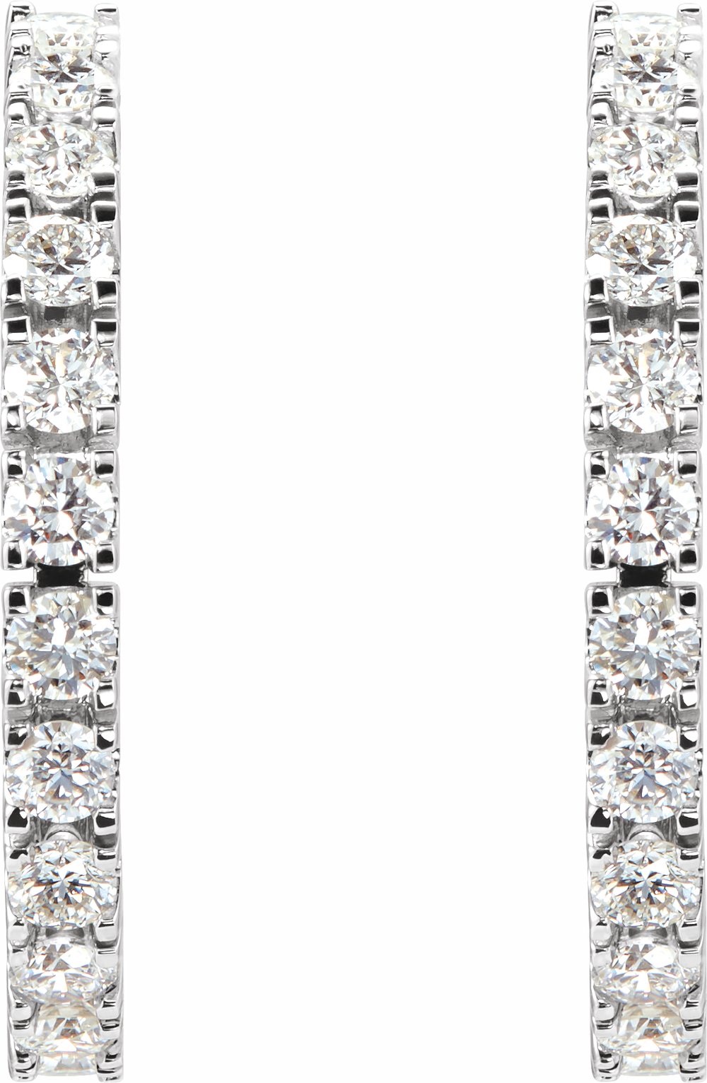 14K White 1 CTW Natural Diamond 20.5 mm Hoop Earrings