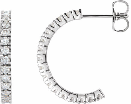 14K White 1/2 CTW Lab-Grown Diamond 17.6 mm Hoop Earrings