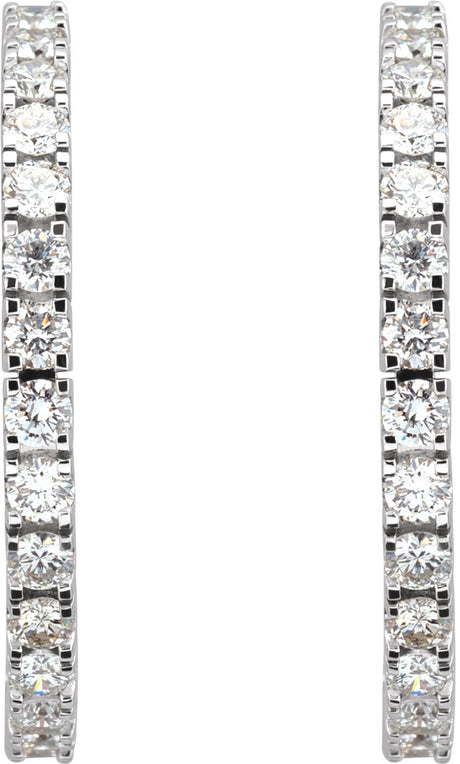 14K White Gold 2 1/5 CTW Lab-Grown Diamond 27.7 mm Hoop Earrings