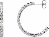 14K White Gold 2 1/5 CTW Lab-Grown Diamond 27.7 mm Hoop Earrings