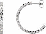 14K White 2 1/5 CTW Lab-Grown Diamond 27.7 mm Hoop Earrings