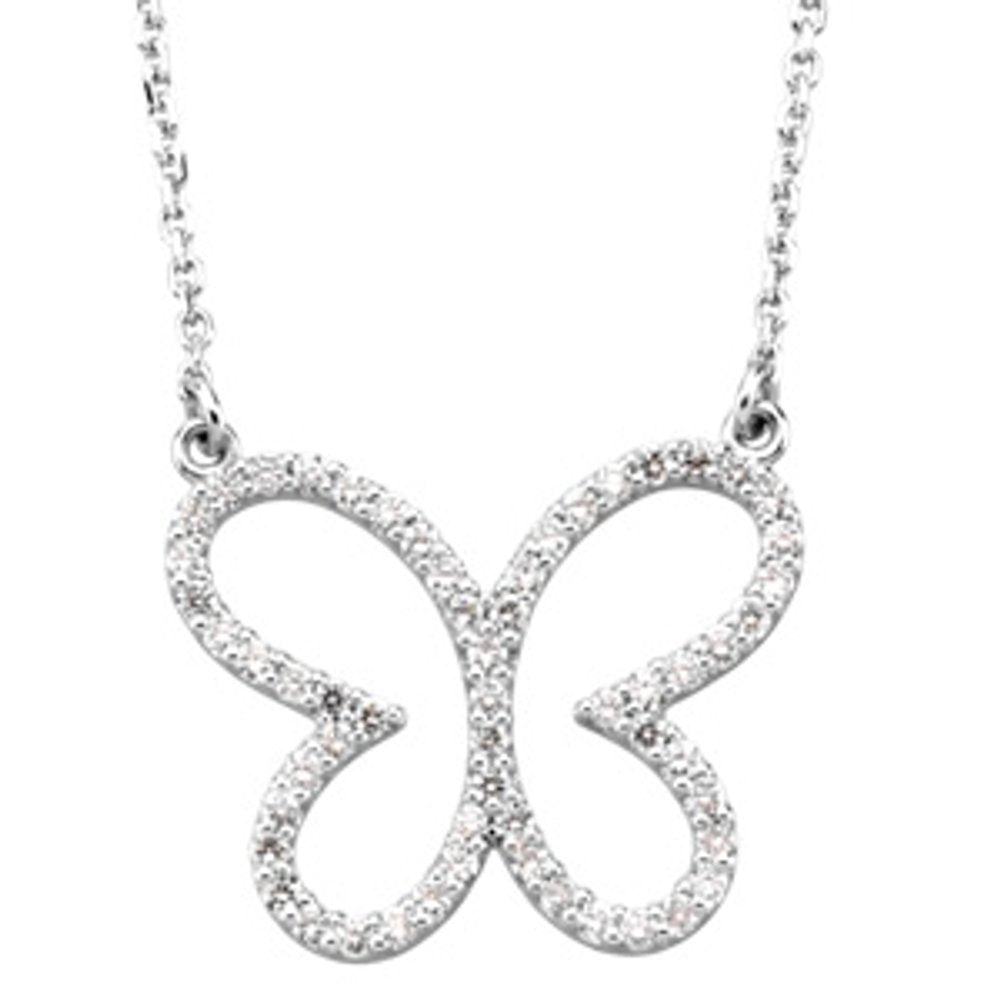 14K White 1/4 CTW Natural Diamond Butterfly 16" Necklace