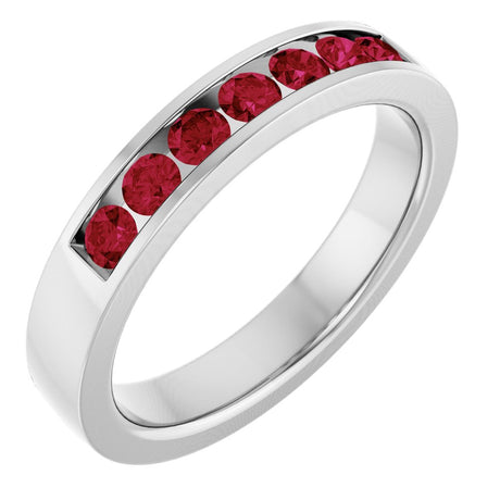 14K White Gold Lab-Grown Ruby Anniversary Band