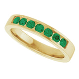 14K Yellow Gold Lab-Grown Emerald Anniversary Band