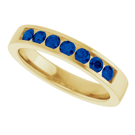 14K Yellow Gold Lab-Grown Sapphire Anniversary Band
