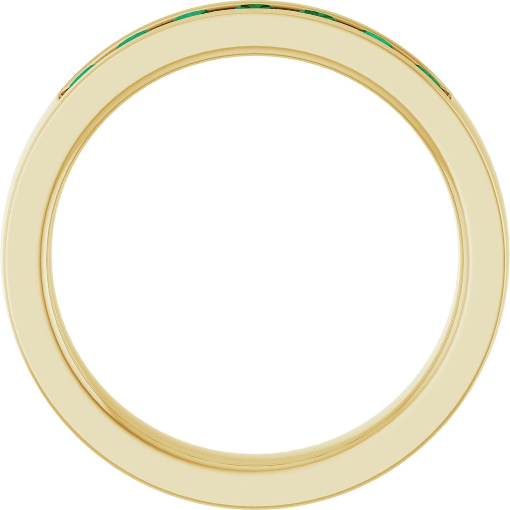 14K Yellow Gold Lab-Grown Emerald Anniversary Band