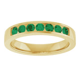 14K Yellow Gold Lab-Grown Emerald Anniversary Band