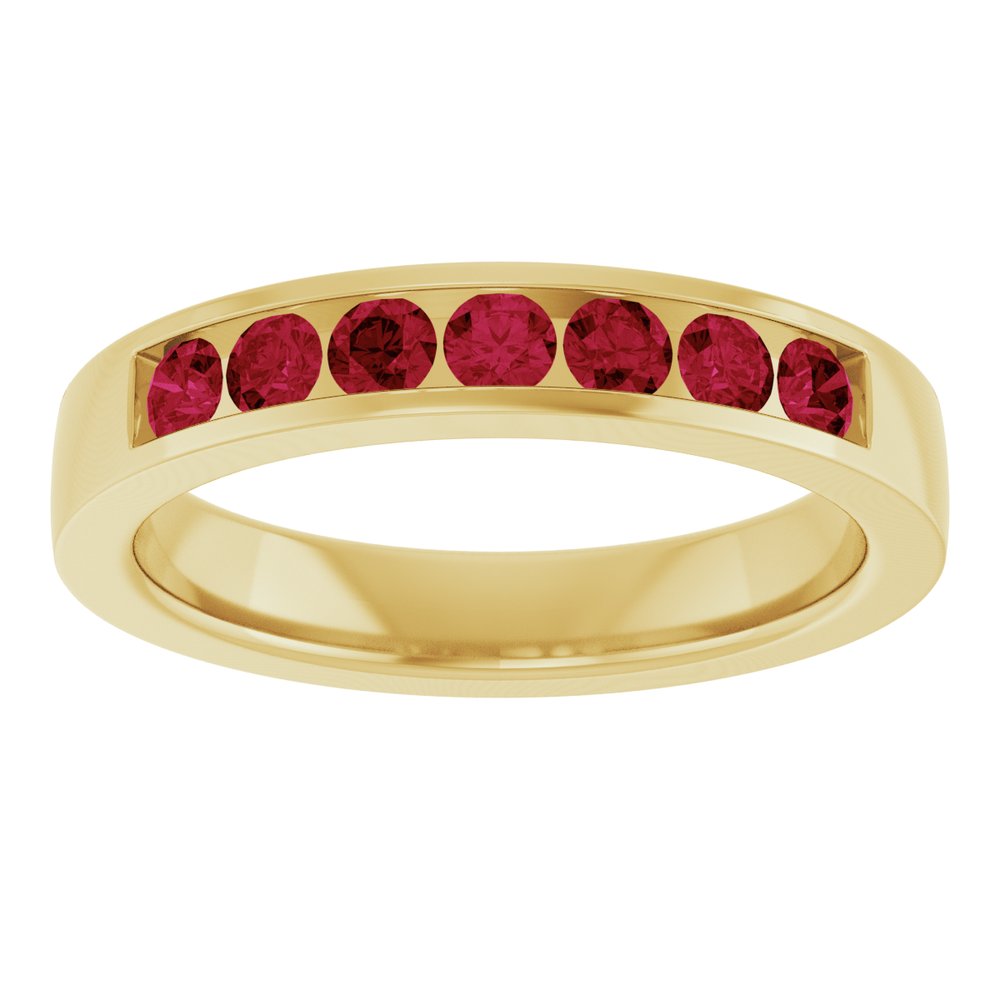 14K Yellow Gold Lab-Grown Ruby Anniversary Band