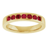 14K Yellow Gold Lab-Grown Ruby Anniversary Band