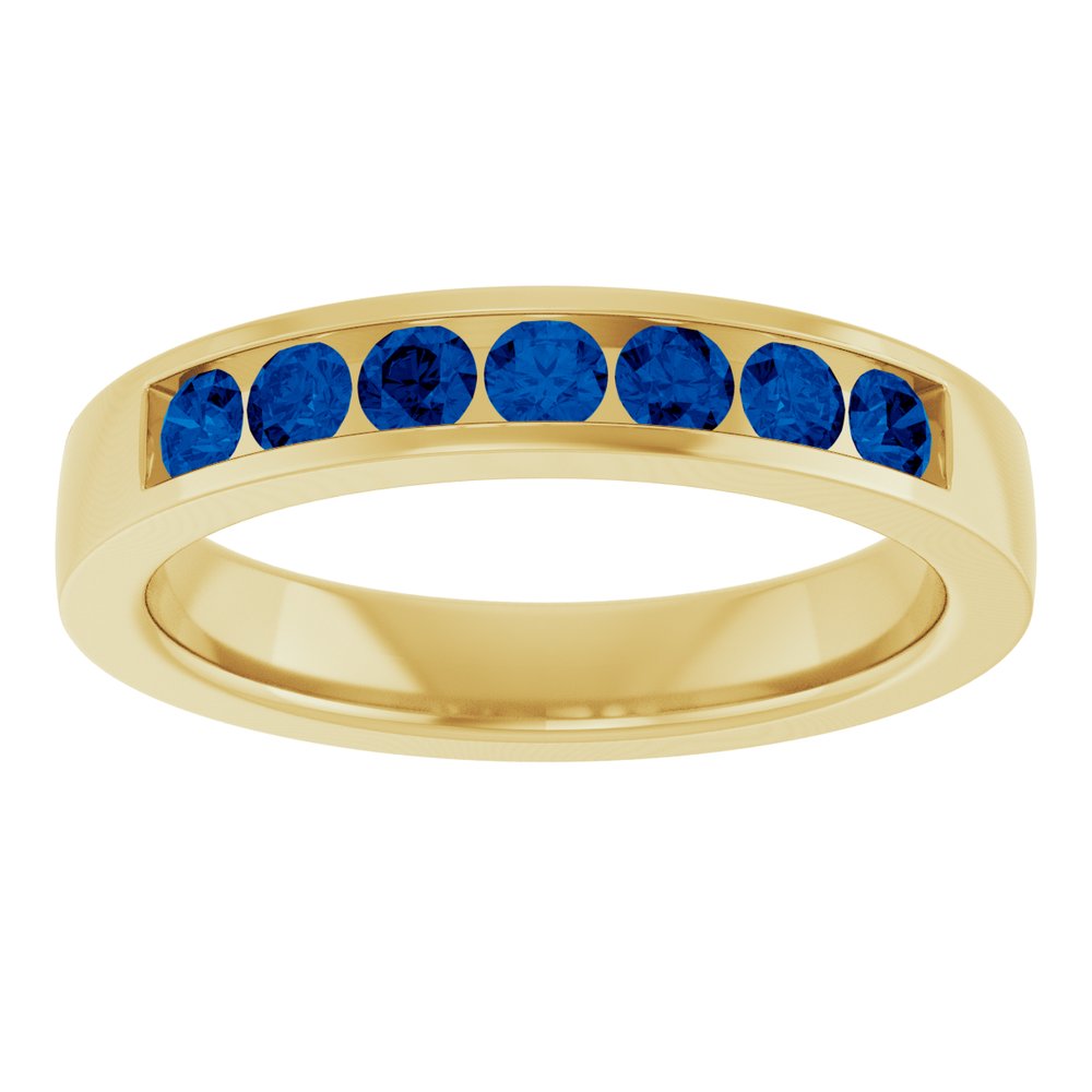 14K Yellow Gold Lab-Grown Sapphire Anniversary Band