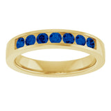 14K Yellow Gold Lab-Grown Sapphire Anniversary Band