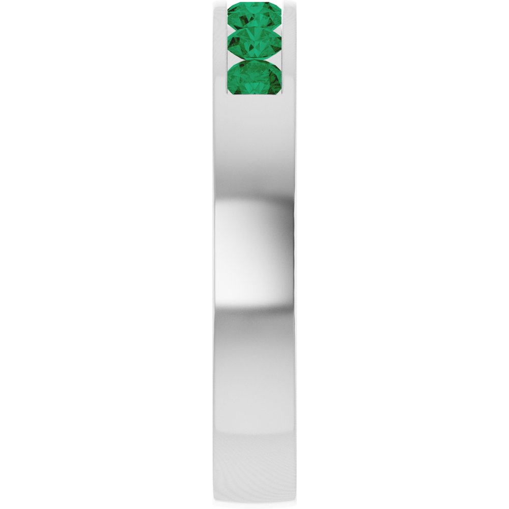 14K White Gold Lab-Grown Emerald Anniversary Band