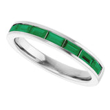 14K White Gold Lab-Grown Emerald Anniversary Band