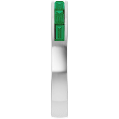 14K White Gold Lab-Grown Emerald Anniversary Band