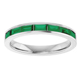 14K White Gold Lab-Grown Emerald Anniversary Band