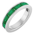 14K White Gold Lab-Grown Emerald Anniversary Band