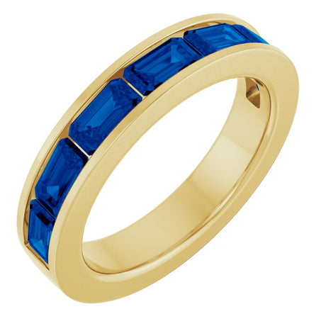 14K Yellow Gold Lab-Grown Sapphire Anniversary Band