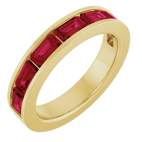 14K Yellow Gold Lab-Grown Ruby Anniversary Band