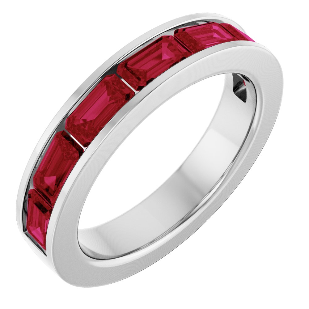 14K White Gold Lab-Grown Ruby Anniversary Band