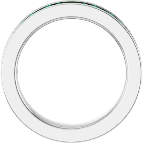 14K White Gold Lab-Grown Emerald Anniversary Band