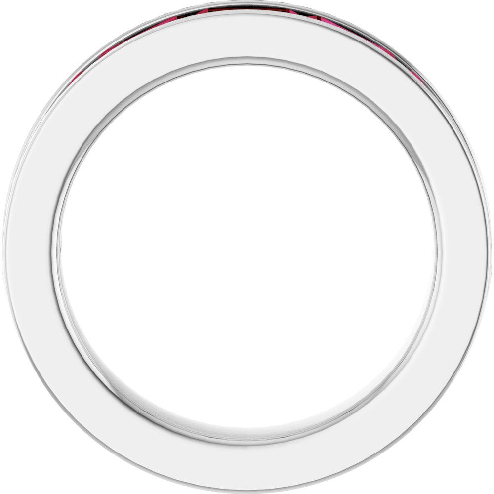 14K White Gold Lab-Grown Ruby Anniversary Band