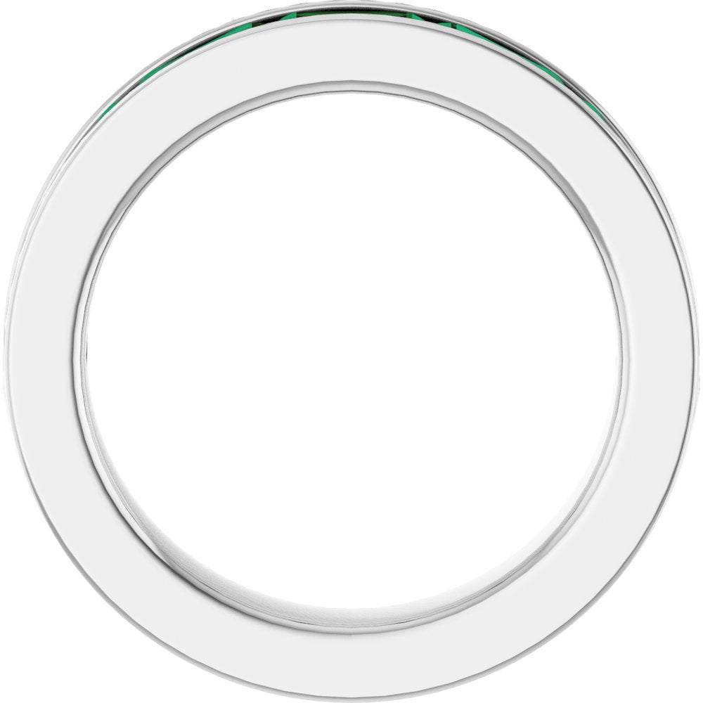 14K White Gold Lab-Grown Emerald Anniversary Band