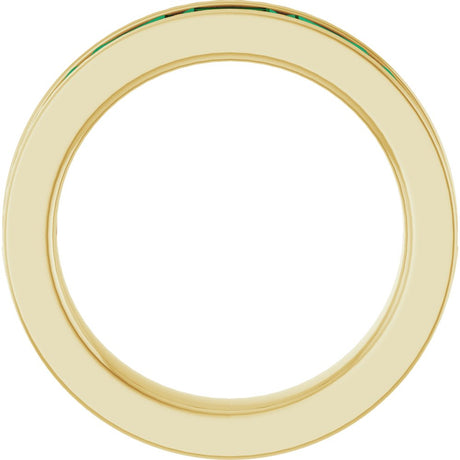 14K Yellow Gold Lab-Grown Emerald Anniversary Band