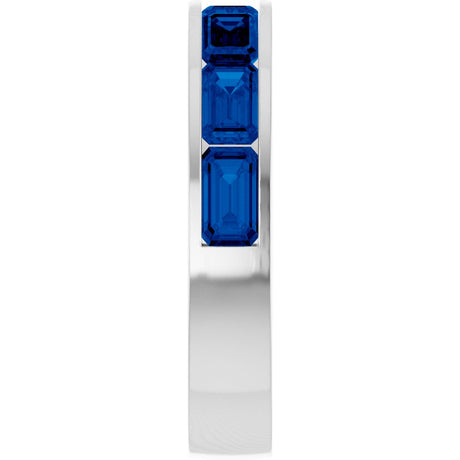 14K White Gold Lab-Grown Sapphire Anniversary Band