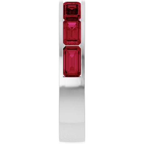 14K White Gold Lab-Grown Ruby Anniversary Band