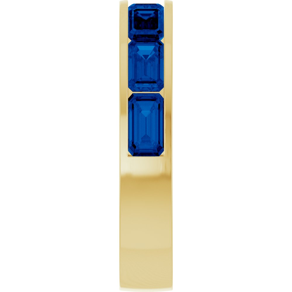 14K Yellow Gold Lab-Grown Sapphire Anniversary Band